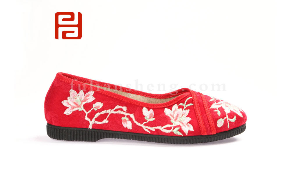福連升女士花朵刺繡復(fù)古中國風(fēng)淺口單鞋老北京布鞋圖片