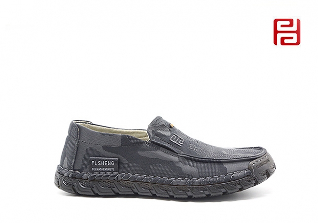 福連升休閑鞋男鞋春季一腳蹬爸爸鞋中老年低幫布鞋